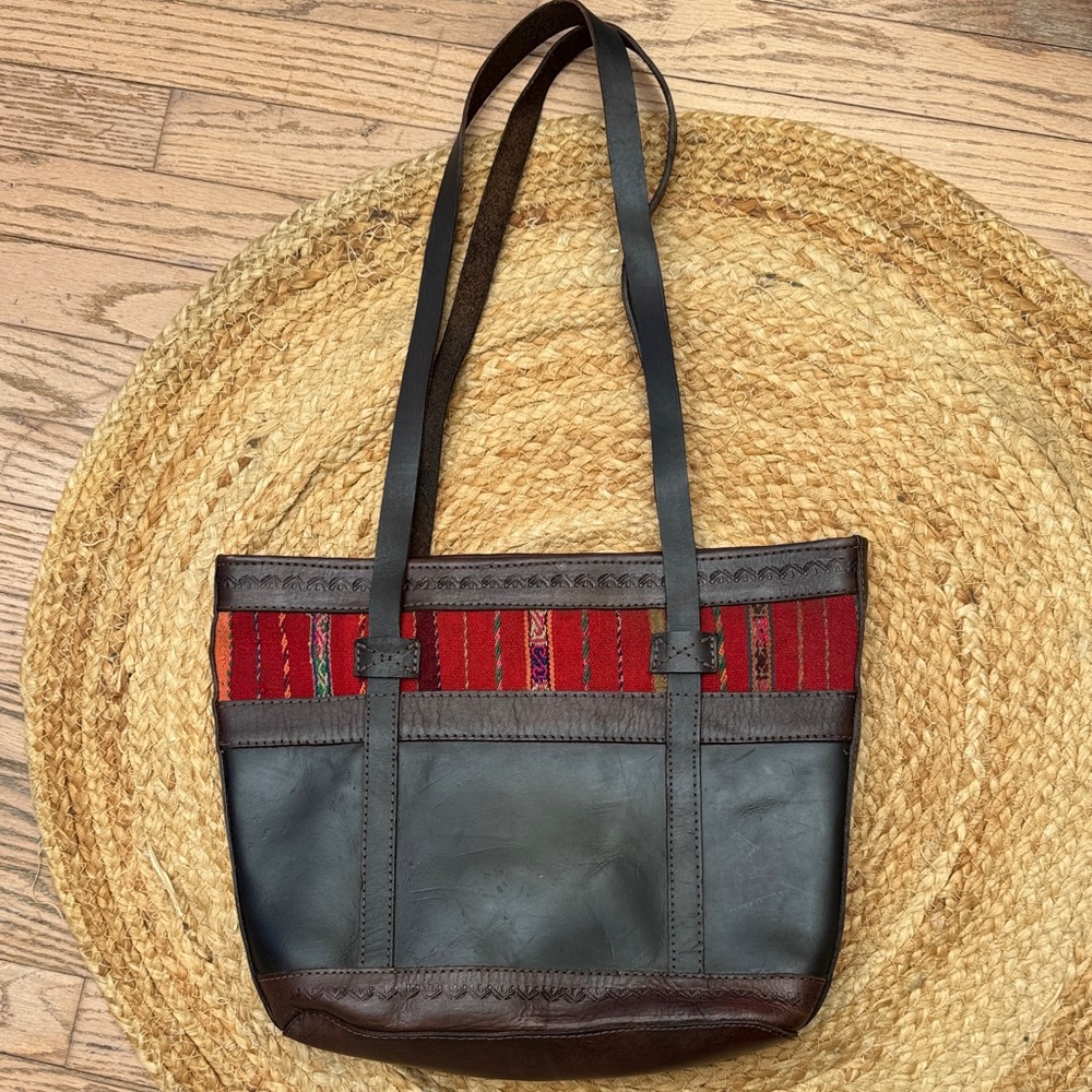 Bolivia brown leather and aguayo Bag